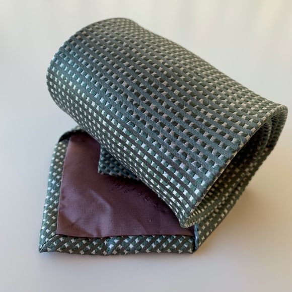 BALENCIAGA GREEN PATTERN MENS TIE - Picture 6 of 6